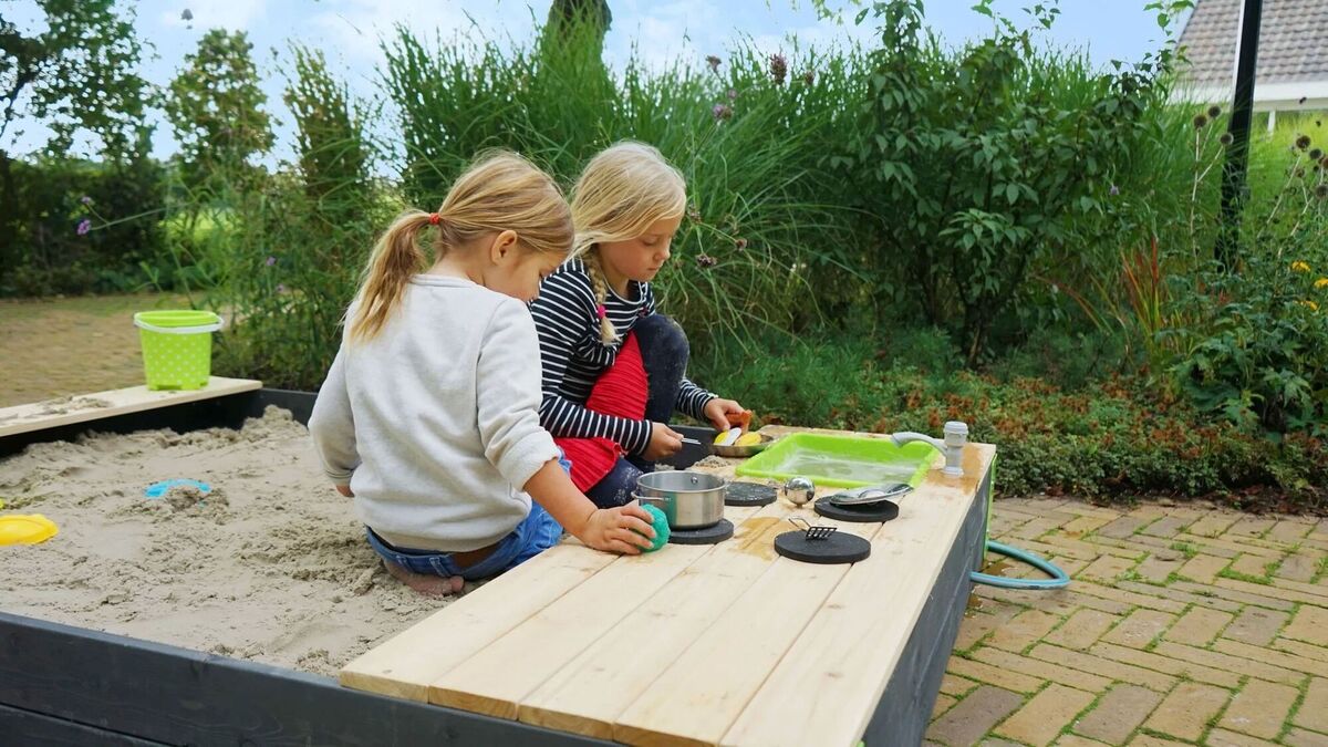 Imaginative play doesnít need much prompting. Start simple with this Aksent Sandpit in FSC timber and metal corners, with integrated kitchens, benches and working taps, from €149, exittoys.ie