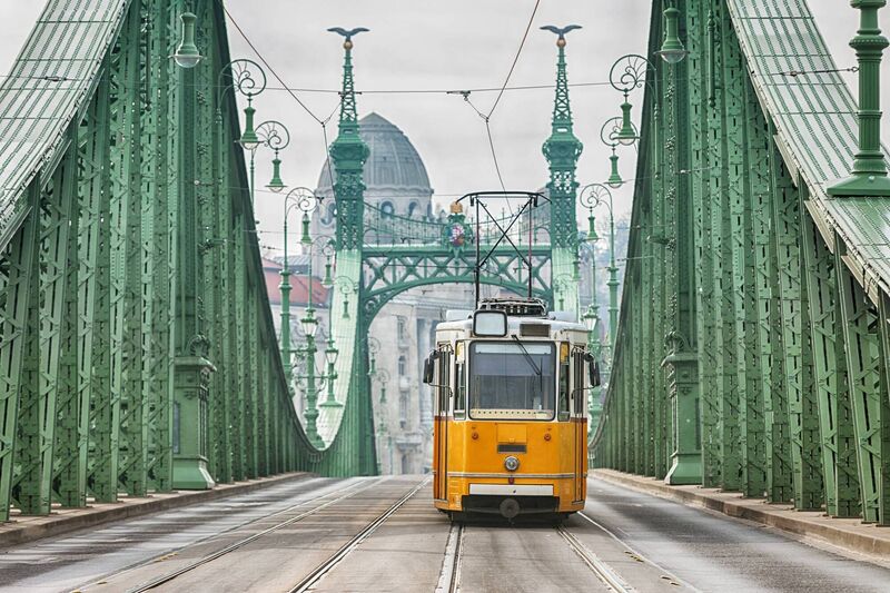 Tram on the Chain Bridge, Budapest