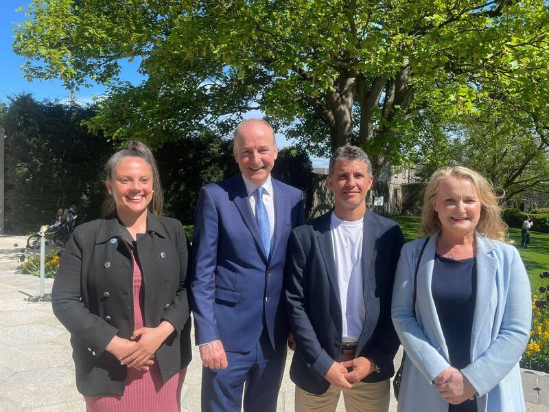 Local election candidates Isabel Oliveira and Caio Benicio with Tánaiste Micheál Martin and Senator Mary Fitzpatrick at Arbor Hill Cemetary in Dublin. Picture: Staff Local election candidates Isabel Oliveira and Caio Benicio with Tánaiste Micheál Martin and Senator Mary Fitzpatrick at Arbor Hill Cemetary in Dublin. Picture: Staff