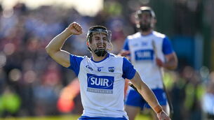 <p>Jamie Barron of Waterford celebrates after scoring a point during the Munster GAA Hurling Senior Championship Round 1 match between Waterford and Cork at Walsh Park in Waterford. Photo by Brendan Moran/Sportsfile</p>