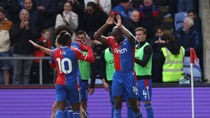 <p>Jean-Philippe Mateta struck twice in Palace’s thumping win (Steven Paston/PA)</p>