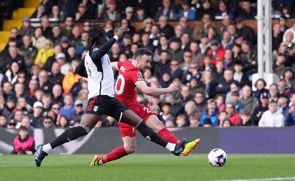 Liverpool's Diogo Jota scores their side's third goal. Photo credit: Zac Goodwin/PA Wire.
