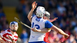 <p class="contextmenu internal_Caption">EYES HAVE IT: Cork’s Ger Mellerick minds the man not the ball as Stephen Bennett strives to break free from his clutches in the Munster SHC Rd 1 clash at at Walsh Park. <span class="contextmenu emphasis CaptionCredit">Pic: Brendan Moran/Sportsfile</span>
            </p>