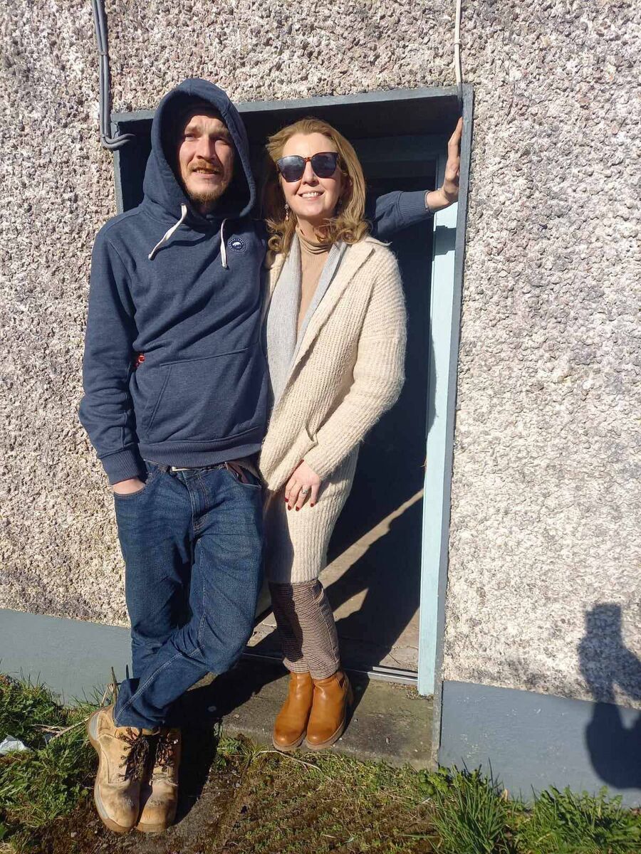 Cian Murtagh with Maeve O'Brien at his home bought by Kilbehenny locals through a GoFundMe campaign. Picture: James Connolly
