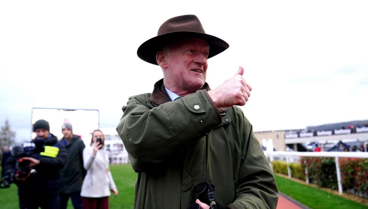 Trainer Willie Mullins reacts after securing his 100th Cheltenham Festival victory. Picture: David Davies for The Jockey Club/PA