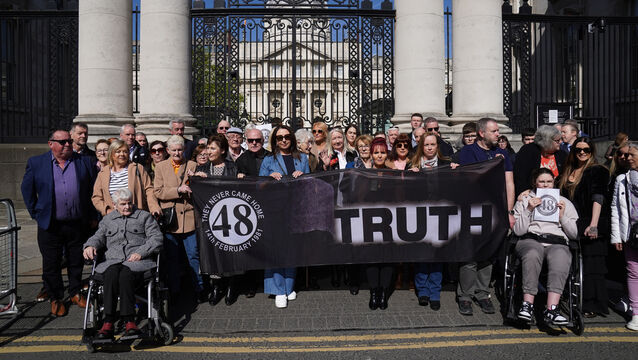 <p>Families of the Stardust survivors and victims outside Government Buildings prior to a meeting with Taoiseach Simon Harris on Saturday. After the meeting, they said they had been invited to the Dáil on Tuesday for an official apology.</p>