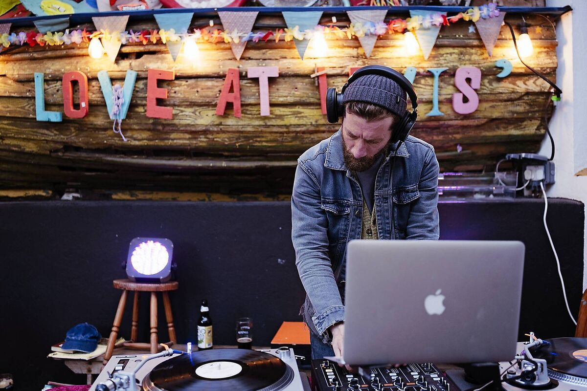 Benji Bower DJ-ing at the launch of the Ballydehob Jazz Festival in Levis. Picture: Jason Lee