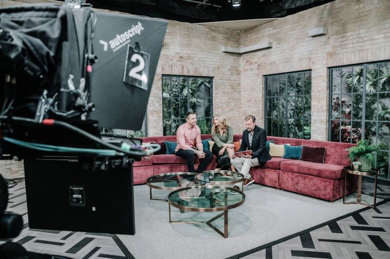 Tommy Bowe, Muireann O'Connell and Alan Hughes on the set of Virgin Media's Ireland AM. Picture: Nina Val