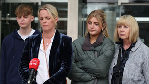 <p>(Left to right) Charlie Willard, Laura Rice (daughter of Alan Rice), Kiama Willard and Rosemary Rice (widow of Alan Rice) outside court after the sentencing today. Picture: IrishPhotoDesk.ie</p>