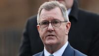 Former DUP leader Jeffrey Donaldson arrives at court to face sex charges