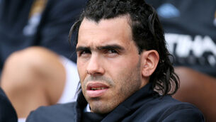 <p>Former Argentina striker Carlos Tevez has been admitted to hospital with chest pains. Pic: PA</p>