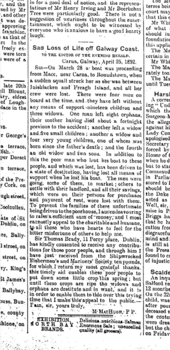 Inishlacken tragedy Evening Herald, Wednesday, April 27 1892 Inishlacken tragedy Evening Herald, Wednesday, April 27 1892