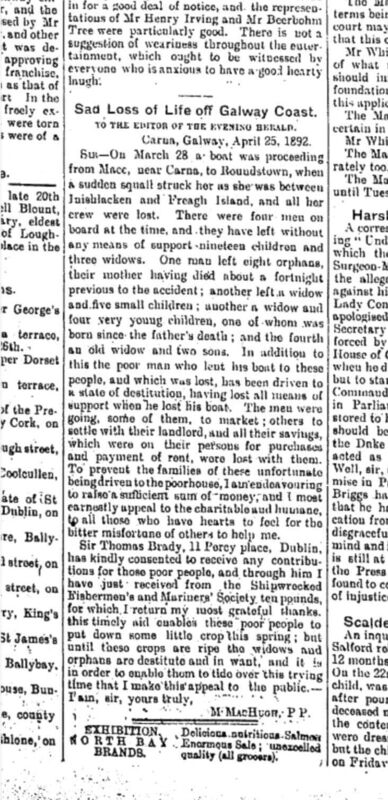 Inishlacken tragedy Evening Herald, Wednesday, April 27 1892