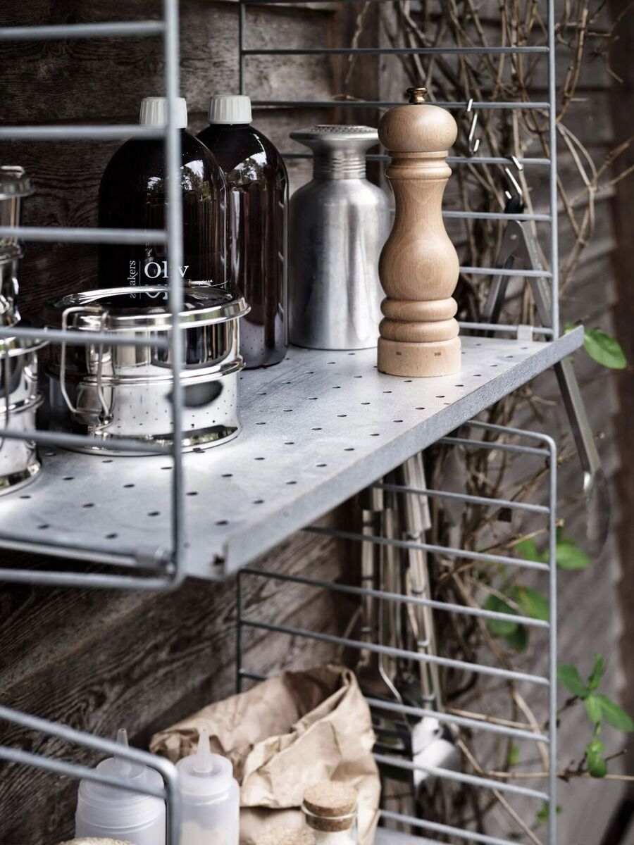 String shelving was first launched in 1947. Their new outdoor design in uncoated galvanised steel; €280-€2092 for suggested packs. stringfurniture.com and all Irish suppliers/