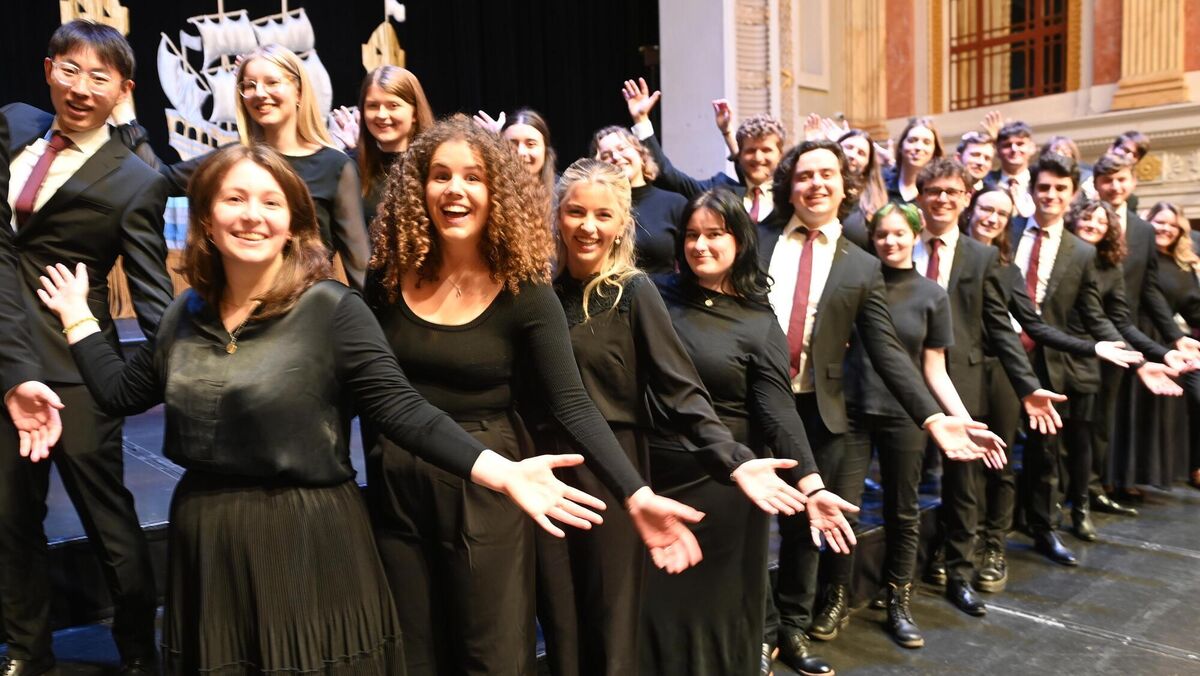 Members of the UCC Singers, part of the UCC Choral society at the City Hall for the launch of the 69th Cork International Choral festival. Picture: Eddie O'Hare