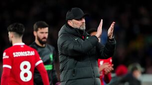 <p>KLOPP-OUTS:Liverpool manager Jurgen Klopp applauds the fans at the end of the Premier League match at Goodison Park, Liverpool. Picture date: Wednesday April 24, 2024.</p>