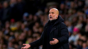 <p>Manchester City manager Pep Guardiola, whose reigning champions have a game in hand over their two closest rivals, insists the Reds remain contenders and acknowledges City are also susceptible to slipping up during the run-in. Pic: Paige Young</p>