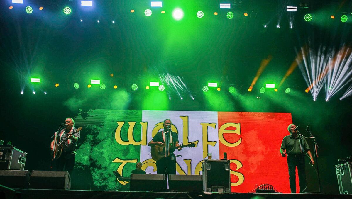 Brian Warfield, Noel Nagle and Tommy Byrne of The Wolfe Tones perform at Electric Picnic Festival 2023 Pic: Debbie Hickey/Getty Images