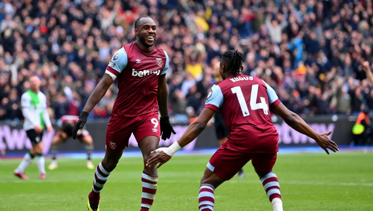West Ham's Michail Antonio celebrates scoring his team's second goal. Pic: Justin Setterfield/Getty Images