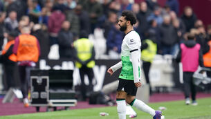 <p>BENCH ROLE: Mo Salah was a substitute on Saturday as Liverpool drew at West Ham. Pic: Adam Davy, PA</p>
