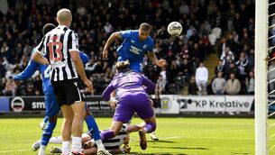 <p>Rangers' Cyriel Dessers scores their side's second goal of the game during the cinch Premiership match against St Mirren. Picture: Euan Cherry/PA Wire.</p>
