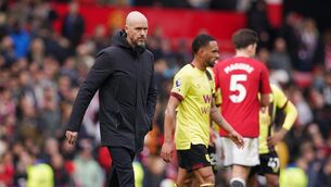 <p>Manchester United manager Erik ten Hag after the Premier League draw with Burnley at Old Trafford. Pic: Martin Rickett/PA Wire </p>