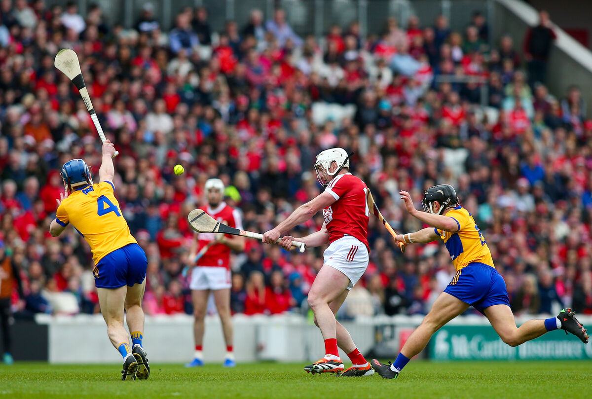 ROLLING BACK THE YEARS: Cork’s Patrick Horgan shoots at goal. Pic: Ken Sutton, Inpho