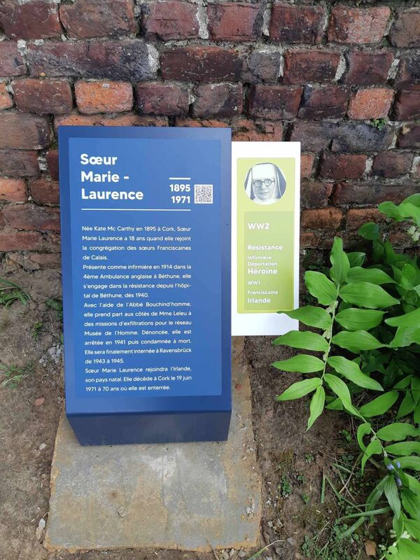 The plaque to honour Sr Marie-Laurence, who is buried in Cork, has been installed in the Franciscan Sisters cemetery in Bethune, France. The plaque to honour Sr Marie-Laurence, who is buried in Cork, has been installed in the Franciscan Sisters cemetery in Bethune, France.