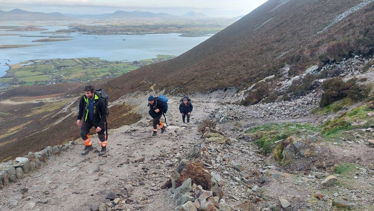 The path is now wide enough to take climbers two abreast to the summit, and it also sports enough room to overtake other hikers comfortably, if needed. Picture: Frank McMahon