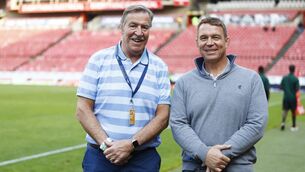 <p>LEGENDS: Donal Lenihan at Ellis Park (now called Emirates Airline Park) in Johannesburg for last weekend's URC game between the Lions and Munster.</p>
