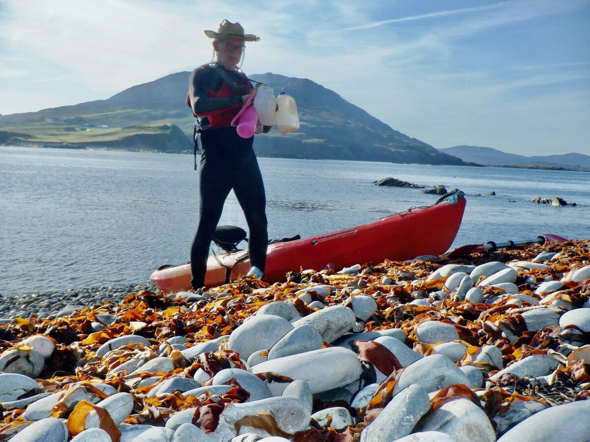 Dan MacCarthy on rubbish clean-up on Inishbroon, County Galway