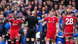 Nottingham Forest were not happy at Goodison Park (Peter Byrne/PA)