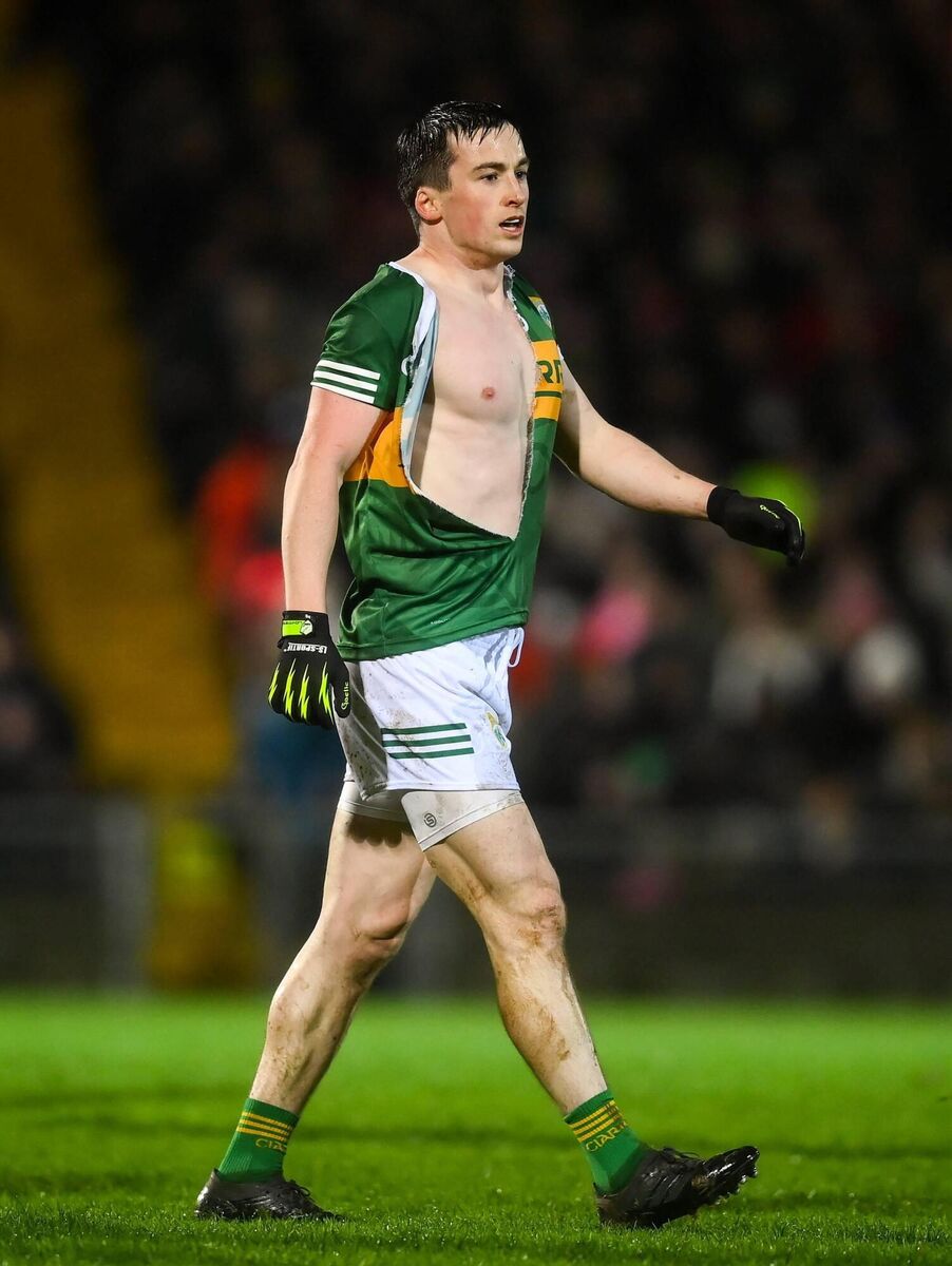 Kerry's Paul Murphy jersey was torn during clash with at Austin Stack Park in Tralee. Pic: Stephen McCarthy/Sportsfile Kerry's Paul Murphy jersey was torn during clash with at Austin Stack Park in Tralee. Pic: Stephen McCarthy/Sportsfile
