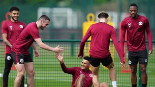 <p>Aston Villa's Ollie Watkins and John McGinn during a training session at Bodymoor Heath Training Centre, Birmingham. Picture: David Davies/PA Wire. </p>