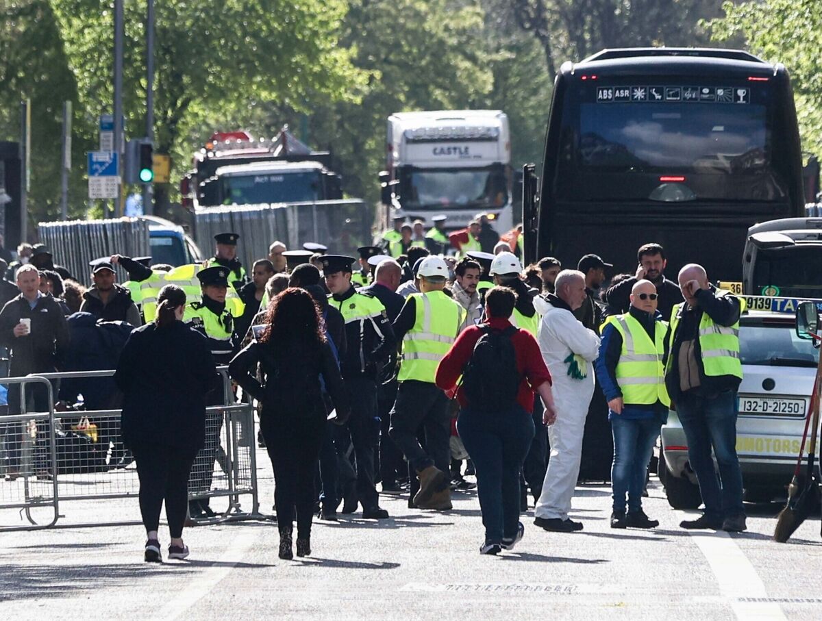  People seeking international protection who had been living on Mount St outside the International Protection Office were moved by bus and taxi to new accommodation early on Wednesday, and their tents were removed. Picture: Sasko Lazarov/RollingNews 