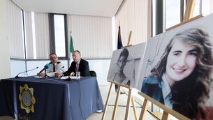 <p>Superintendent Tim Burke and Detective Superintendent Eddie Carroll at a public appeal for information on 30th anniversary of the disappearance of Annie McCarrick last year. Picture: Colin Keegan, Collins Dublin</p>