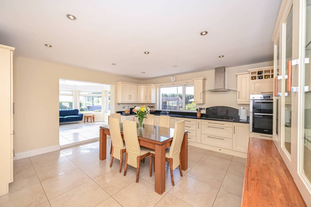 Kitchen opens to conservatory