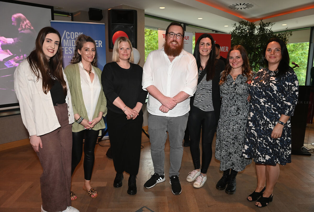 Lisa Sweeney and Sandra Carey, both Irish Examiner Media partners; Rose-Anne Kidney, Conall O'Riain, Lorraine Maye, director; Allyson O'Sullivan and Susan Holland