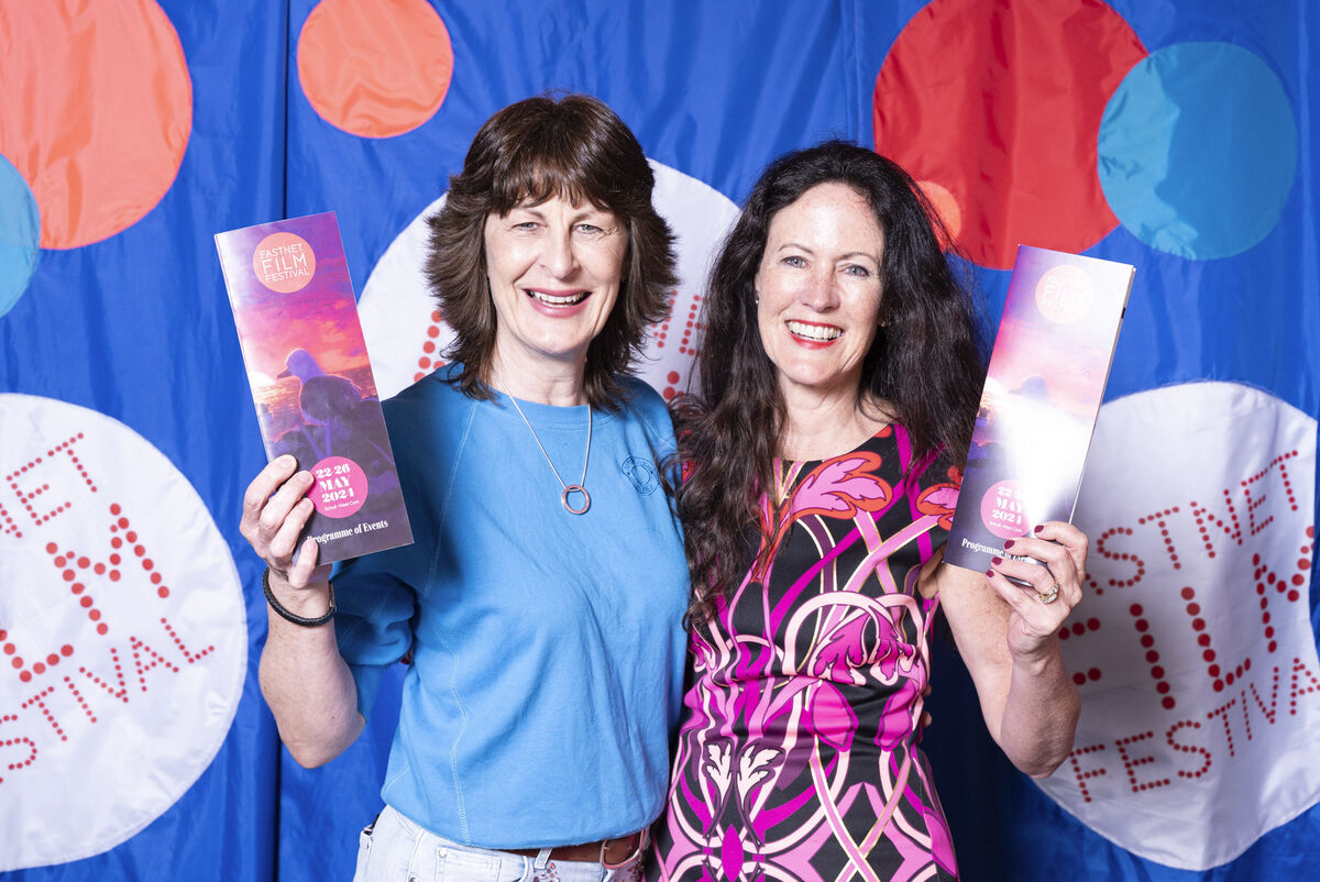 Hilary McCarthy from Schull and Jean Van Sinderen of UCC at the launch of the Fastnet Film Festiva  at the Crane Lane Theatre in Cork. Picture: Hilary McCarthy 