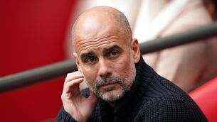 <p>Manchester City manager Pep Guardiola ahead of the Emirates FA Cup semi-final match at Wembley</p>