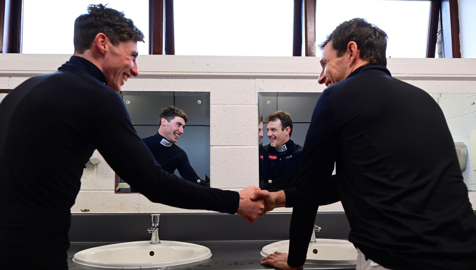 Jack Kennedy and Paul Townend wish each other luck ahead of their battle for the jockey's title