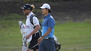 <p>Kris Kim, 16, at the CJ Cup Byron Nelson (LM Otero/AP)</p>