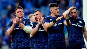 <p>Leinster's Tadhg Furlong and Dan Sheehan after the game Pic ©INPHO/Ryan Byrne</p>