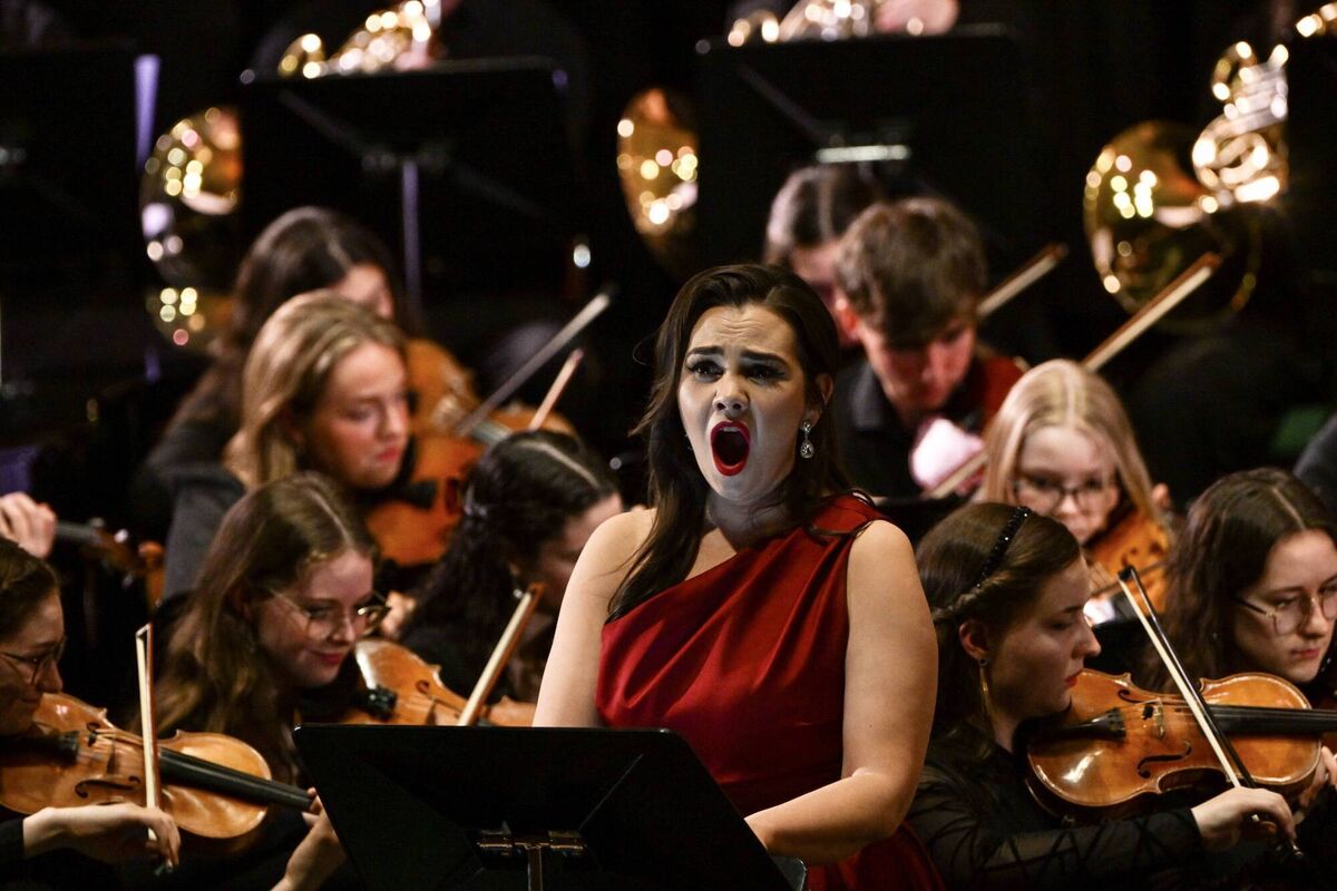 The combined forces of the Cork School of Music Symphony Orchestra and Fleischmann Choir.