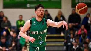 <p> Jordan Blount of Ireland during the FIBA Basketball World Cup 2027 European Pre-Qualifiers first round match between Ireland and Switzerland. Photo by David Fitzgerald/Sportsfile</p>