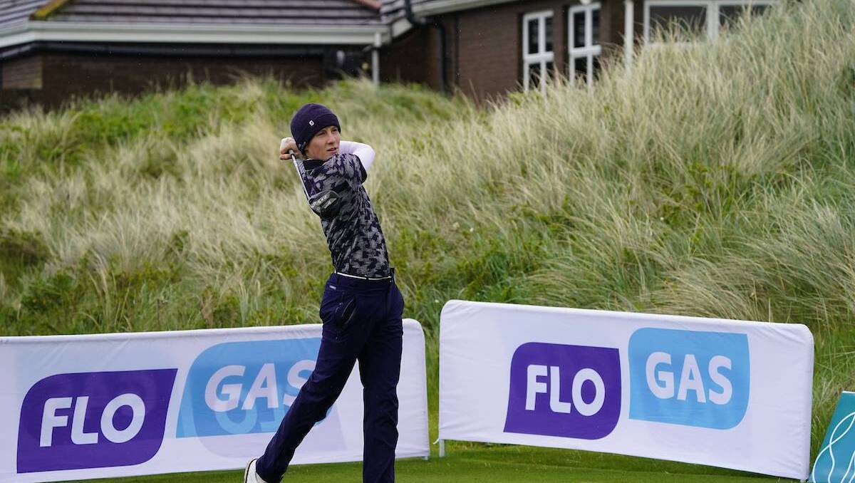 RISING STAR: Seán Keeling in action during the 2023 Flogas Irish Men's Amateur Open Championship at The Island Golf Club, Corballis, Dublin. Pic: Thos Caffrey / Golffile Sean Keeling , golf