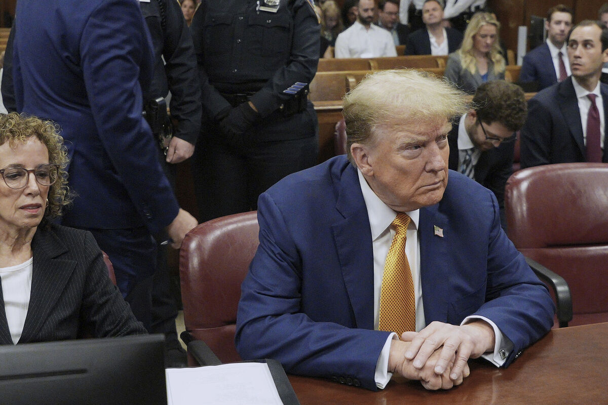 Former President Donald Trump sits in Manhattan criminal court in New York, Tuesday, May 7, 2024.Picture: Curtis Means/Pool Photo via AP