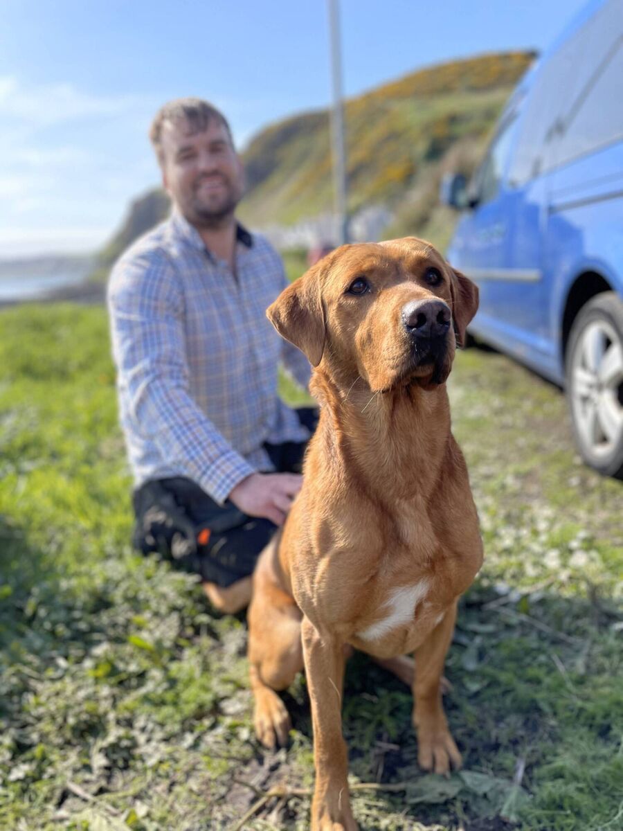 Woody with his handler, Michael Rafferty, LIFE Raft Fieldwork Manager. 'Woody's ludicrous energy levels, uncanny sniffing skills, and goofy grin ticked all our boxes.' Woody with his handler, Michael Rafferty, LIFE Raft Fieldwork Manager. 'Woody's ludicrous energy levels, uncanny sniffing skills, and goofy grin ticked all our boxes.'