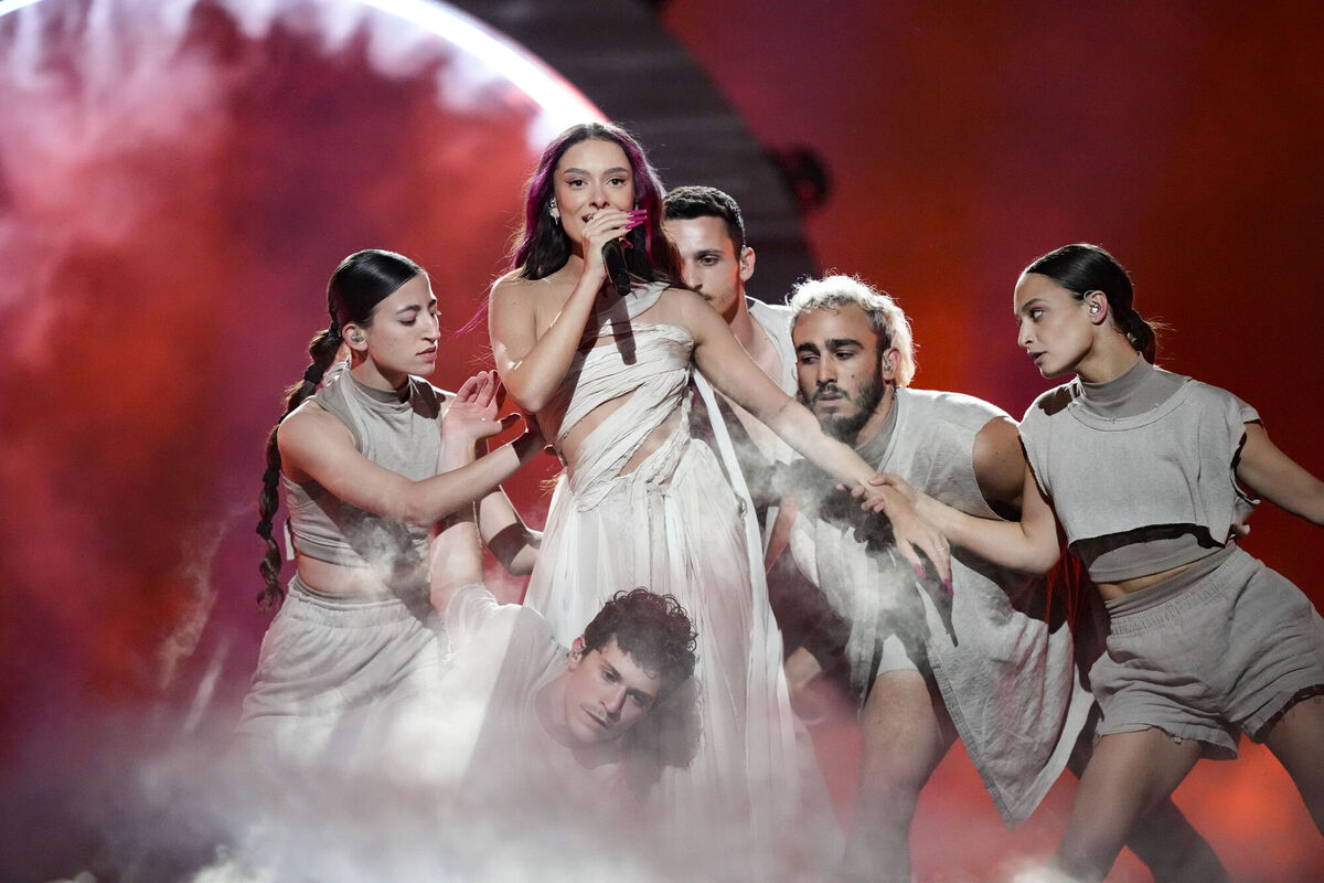 Eden Golan of Israel performs the song Hurricane during the dress rehearsal. Picture: AP Photo/Martin Meissner