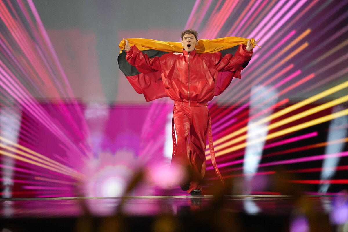 Silvester Belt of Lithuania poses during the flag parade, of the the Grand Final of the Eurovision Song Contest Silvester Belt of Lithuania poses during the flag parade, of the the Grand Final of the Eurovision Song Contest